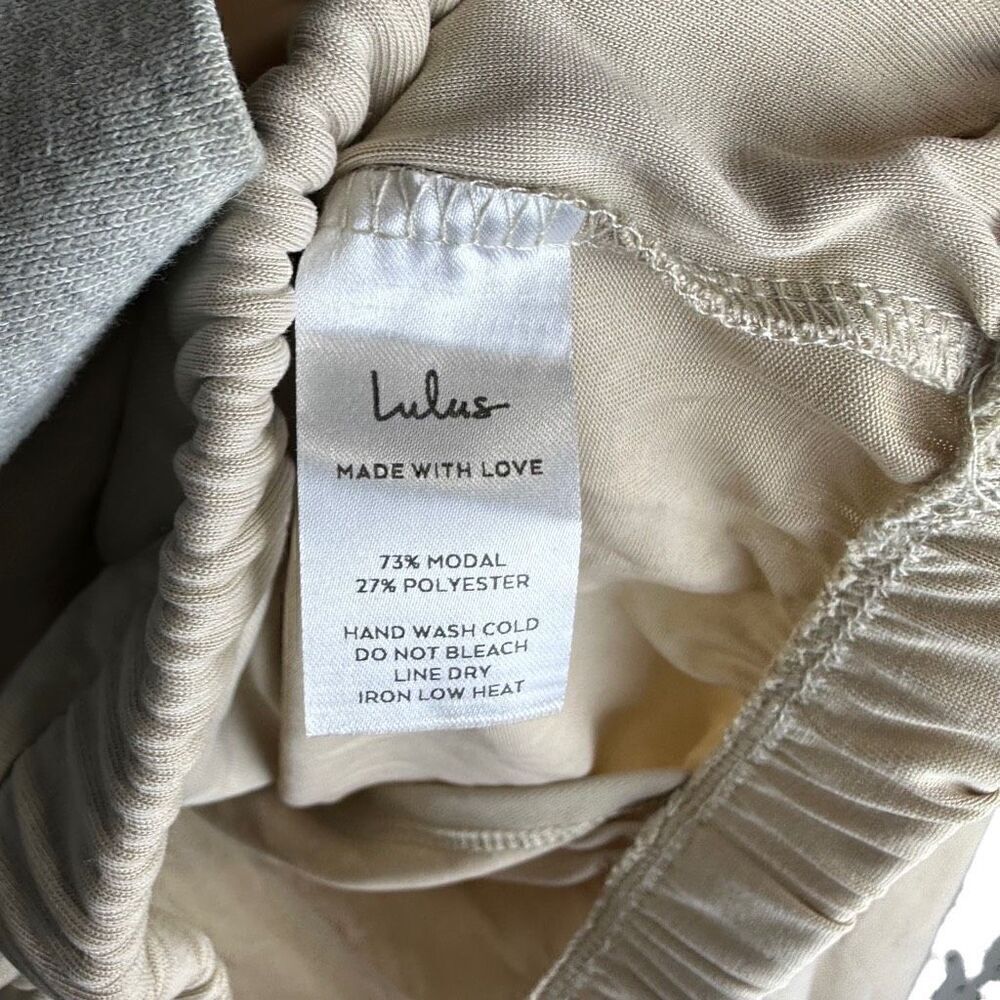 Lulus Tan Bell Sleeve Tie Back Crossover Cropped Top Size Small - Picture 3 of 4